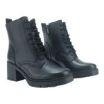 Ragazza Δερμάτινα Γυναικεία Μποτάκια με Μεσαίο Τακούνι Μαύρα 0652 - Image 3