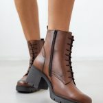 Ragazza Δερμάτινα Γυναικεία Μποτάκια με Μεσαίο Τακούνι Ταμπά - Image 3