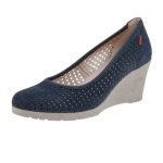 Ragazza Δερμάτινες Μυτερές Γόβες με Μεσαίο Τακούνι Μπλε - Image 6