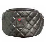 Τσαντάκι μέσης καπιτονέ μαύρο μεγάλο μέγεθος