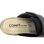 Comfy Anatomic Δερμάτινες Ανατομικές Γυναικείες Παντόφλες σε Μαύρο Χρώμα - Image 3