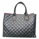 Κλασική τσάντα ώμου δερμάτινη καπιτονέ μεγάλου μεγέθους σε μαύρο χρώμα - Image 4