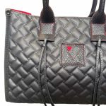 Κλασική τσάντα ώμου δερμάτινη καπιτονέ μεγάλου μεγέθους σε μαύρο χρώμα - Image 5