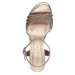 Γυναικεία Σφινοειδή Πέδιλα με Χοντρό Μεσαίο Τακούνι σε ροζ χρυσό χρώμα - Image 3