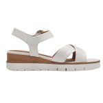 Tamaris γυναικεία σφηνοειδή σανδάλια σε λευκό χρώμα