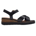 Tamaris γυναικεία σφηνοειδή σανδάλια σε μαύρο χρώμα