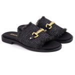 Γυναικείες Ανατομικές Δερμάτινες Παντόφλες Ragazza 01014 σε μαύρο χρώμα - Image 5