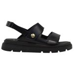 Ragazza Δερμάτινα Γυναικεία Σανδάλια Flatforms σε Μαύρο Χρώμα 0850