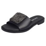 Ragazza Δερμάτινα Γυναικεία Σανδάλια σε Μαύρο Χρώμα 01127 - Image 3