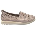 Safe Step δερμάτινο γυναικείο μοκασίνι ασημί-γκρι