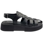 Harris Δερμάτινα Γυναικεία Σανδάλια Flatforms Μαύρα 393-4332