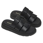 Ragazza Δερμάτινα Γυναικεία Σανδάλια Flatforms σε Μαύρο Χρώμα 0852 - Image 8