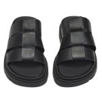 Ragazza Δερμάτινα Γυναικεία Σανδάλια Flatforms σε Μαύρο Χρώμα 0852