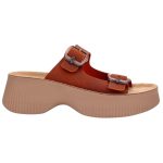 Fantasy Sandals Δερμάτινα Γυναικεία Ανατομικά Σανδάλια Flatforms Πορτοκαλί S2100