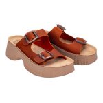 Fantasy Sandals Δερμάτινα Γυναικεία Ανατομικά Σανδάλια Flatforms Πορτοκαλί S2100 - Image 3