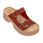 Fantasy Sandals Δερμάτινα Γυναικεία Ανατομικά Σανδάλια Flatforms Πορτοκαλί S2100 - Image 5