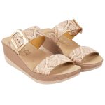 Fantasy Sandals Lizard Ανατομικές Καλοκαιρινές Γυναικείες Πλατφόρμες σε Στυλ Παντόφλας σε χρώμα χαλκού - Image 3