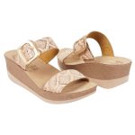 Fantasy Sandals Lizard Ανατομικές Καλοκαιρινές Γυναικείες Πλατφόρμες σε Στυλ Παντόφλας σε χρώμα χαλκού - Image 5