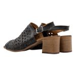 Mago δερμάτινο Πέδιλο με τακούνι 5,5 cm 21178-28  σε μαύρο χρώμα - Image 3