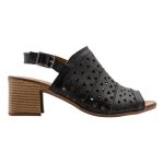 Mago δερμάτινο Πέδιλο με τακούνι 5,5 cm 21178-28  σε μαύρο χρώμα