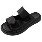 Safe Step S-428 – Γυναικεία δερμάτινη παντόφλα σε μαύρο χρώμα - Image 3