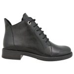 Ragazza Γυναικεία Αρβυλάκια Δερμάτινα Μαύρα με Χοντρό Χαμηλό Τακούνι 0163