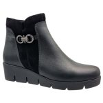 Μαύρα Δερμάτινα Μποτάκια με Πλατφόρμα Softies 7466 - Image 5