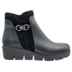 Μαύρα Δερμάτινα Μποτάκια με Πλατφόρμα Softies 7466