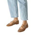 Tamaris Γυναικείες Μπαλαρίνες Μυτερές με Λουράκι σε Ταμπά Χρώμα - Image 5