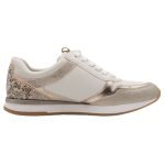 Αθλητικά παπούτσια Tamaris σε λευκό και ροζ χρυσό με τιγρέ λεπτομέριες