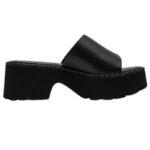 Tamaris 1-27235-46-003 Γυναικεία Δερμάτινα Mules Μαύρο με Σφηνοειδές Τακούνι