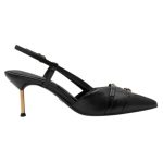 Tamaris Slingback Γόβες Black Leather Mix με Τακούνι 7cm & TOUCH-IT 1-29631-46-003