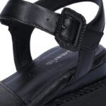 Tamaris Δερμάτινα Πέδιλα 1-28247-46-001 Σφηνοειδές Τακούνι 5cm Μαύρα - Image 3