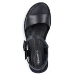 Tamaris Δερμάτινα Πέδιλα 1-28247-46-001 Σφηνοειδές Τακούνι 5cm Μαύρα - Image 5