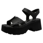 Πλατφόρμα 8cm και Velcro Tamaris 1-28377-46-003 Δερμάτινα Σανδάλια - Image 6