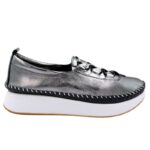 Tatoo 1913 Ασημί Δερμάτινα Μοκασίνια  Γυναικεία Metallic Loafers - Στυλ & Άνεση