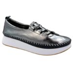 Tatoo 1913 Ασημί Δερμάτινα Μοκασίνια  Γυναικεία Metallic Loafers - Στυλ & Άνεση - Image 3