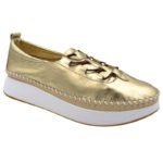 Tatoo 1913 Χρυσά Δερμάτινα Μοκασίνια Γυναικεία Metallic Loafers - Λάμψη και  Άνεση - Image 4