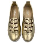 Tatoo 1913 Χρυσά Δερμάτινα Μοκασίνια Γυναικεία Metallic Loafers - Λάμψη και  Άνεση - Image 5